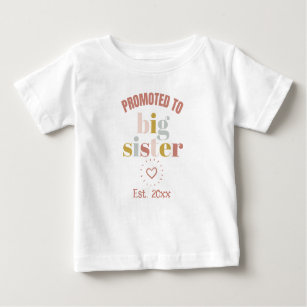 T-shirt Pour Bébé Promu à la grande soeur avec date personnalisée