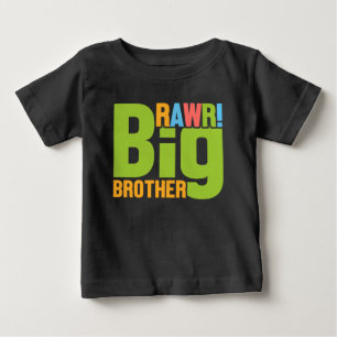 T-shirt Pour Bébé Promu Grand Frère 2026 Garçons Dinosaure T-Rex 