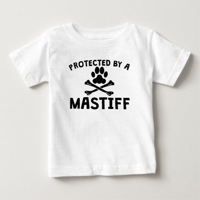T-shirt Pour Bébé Protégé Par Un Mastiff (Devant)