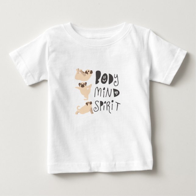 T-shirt Pour Bébé Pugs de yoga (Devant)
