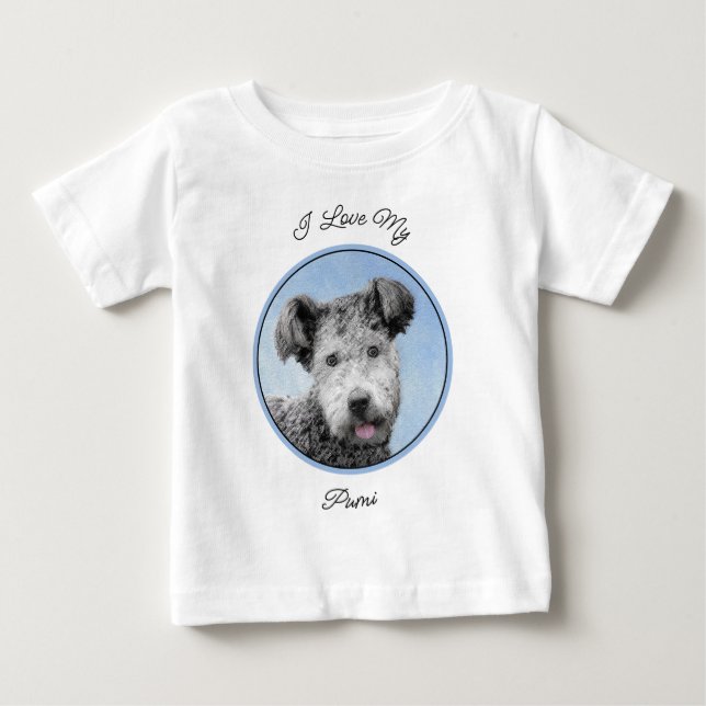 T-shirt Pour Bébé Pumi Peinture - Cute Original Chien Art (Devant)