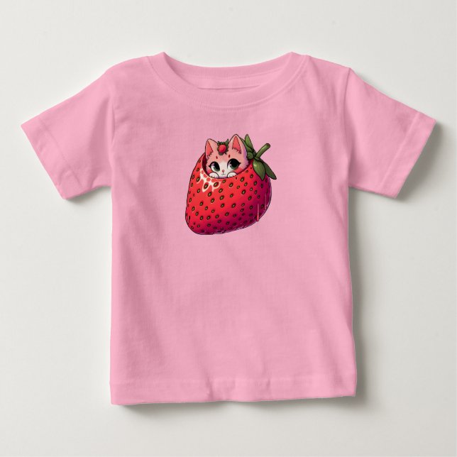 T-shirt Pour Bébé Purfection de baies : Chat rose à l'intérieur d'un (Devant)