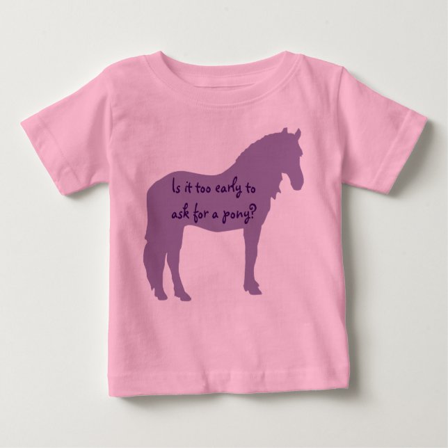 T-shirt Pour Bébé Purple Baby veut le poney (Devant)