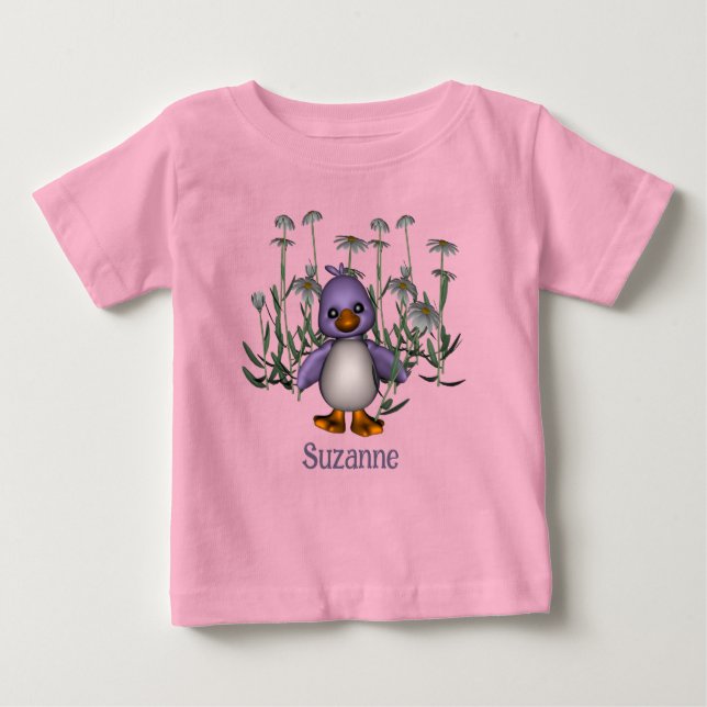 T-shirt Pour Bébé Purple Bird And Daisies Personalized (Devant)