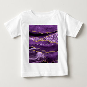 T-shirt Pour Bébé Purple Gold Parties scintillant Nom personnalisé B