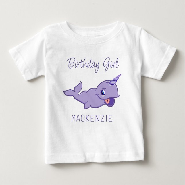 T-shirt Pour Bébé Purple Narwhal | Lavande Magique Mer Unicorne (Devant)