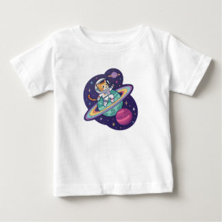 T-shirt Pour Bébé Purr-naut dans l'espace néon : astronaute holograp