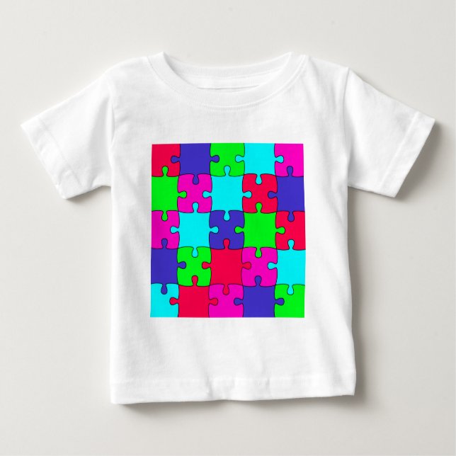 T-shirt Pour Bébé Puzzle coloré (Devant)