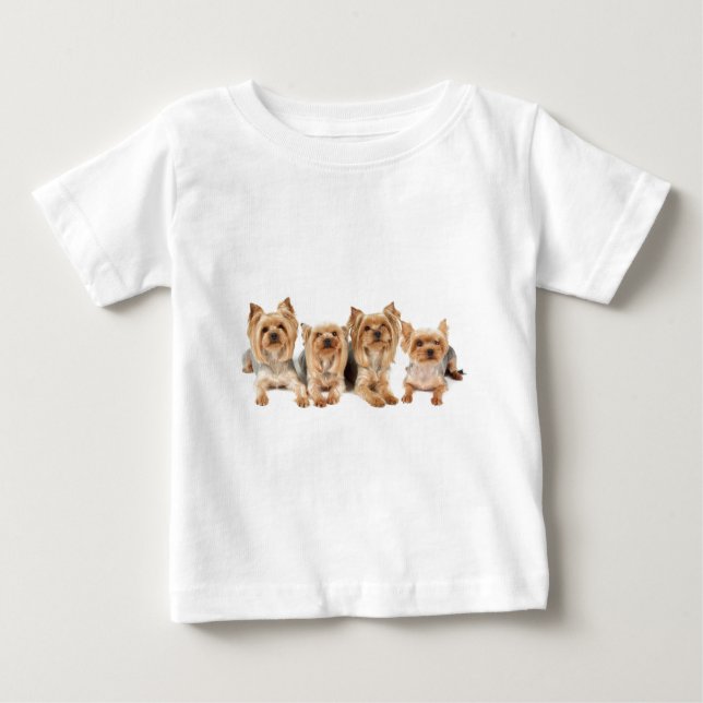 T-shirt Pour Bébé Quatre yorkies (Devant)