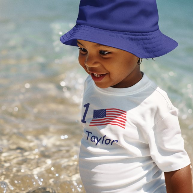 T-shirt Pour Bébé Quel âge USA Drapeau Anniversaire (Créateur téléchargé)