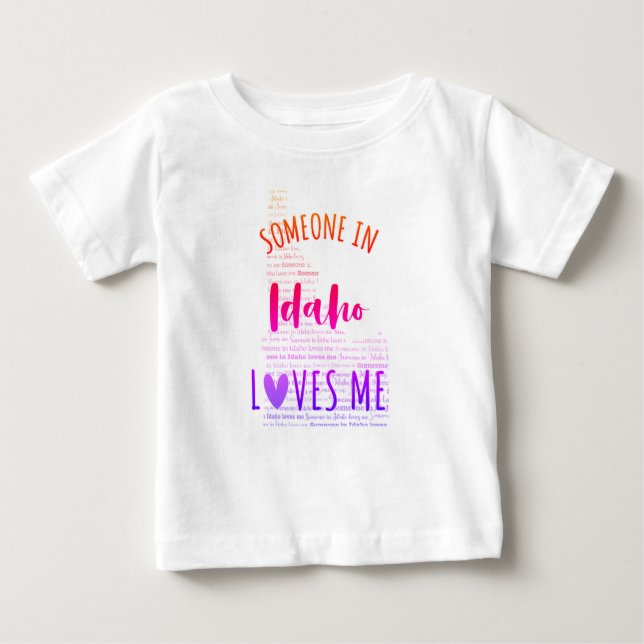 T-shirt Pour Bébé Quelqu'Un À Idaho M'Aime Carte T-shirt Bébé (Devant)