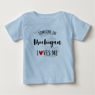 T-shirt Pour Bébé Quelqu'Un Au Michigan M'Aime Carte T-shirt Bébé