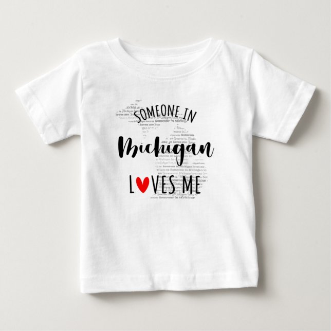T-shirt Pour Bébé Quelqu'Un Au Michigan M'Aime Carte T-shirt Bébé (Devant)