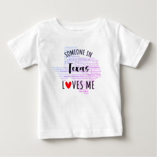 T-shirt Pour Bébé Quelqu'Un Au Texas M'Aime Carte T-shirt Bébé
