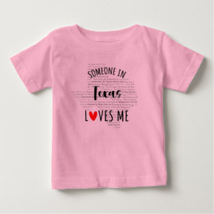 T-shirt Pour Bébé Quelqu'Un Au Texas M'Aime Carte T-shirt Bébé