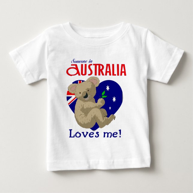T-shirt Pour Bébé Quelqu'un en Australie m'aime koala (Devant)
