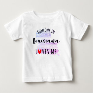 T-shirt Pour Bébé Quelqu'Un En Louisiane M'Aime Carte T-shirt Bébé