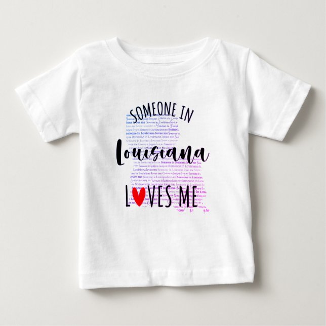 T-shirt Pour Bébé Quelqu'Un En Louisiane M'Aime Carte T-shirt Bébé (Devant)