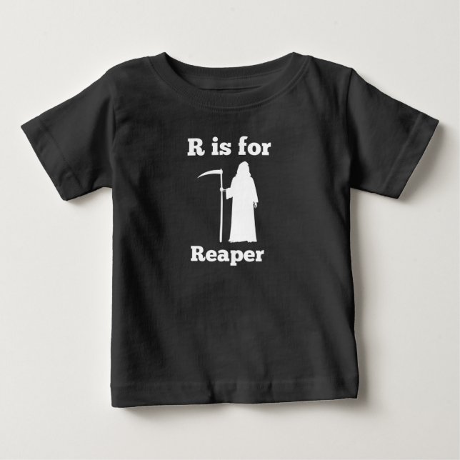 T-shirt Pour Bébé R est pour Reaper Halloween Horror Goth (Devant)