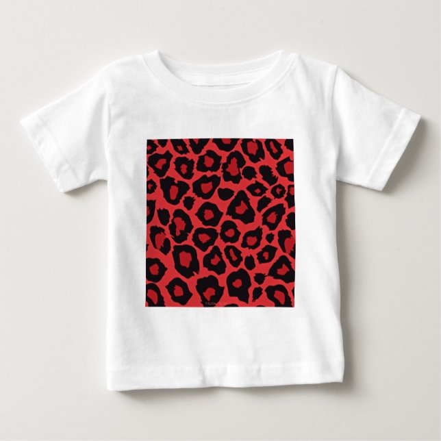 T-shirt Pour Bébé RAB Rockabilly Empreinte de léopard Rouge Noir (Devant)