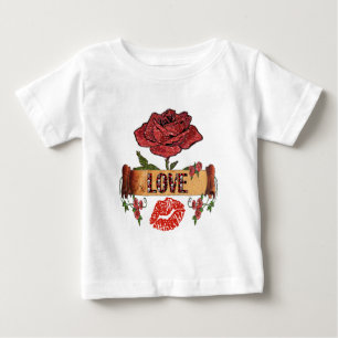 T-shirt Pour Bébé RAB Rockabilly Saint-Valentin Roses, Amour & Rouge