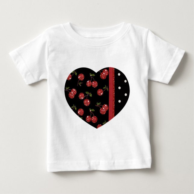 T-shirt Pour Bébé RAB Rockabilly très cerise cerises Noir (Devant)