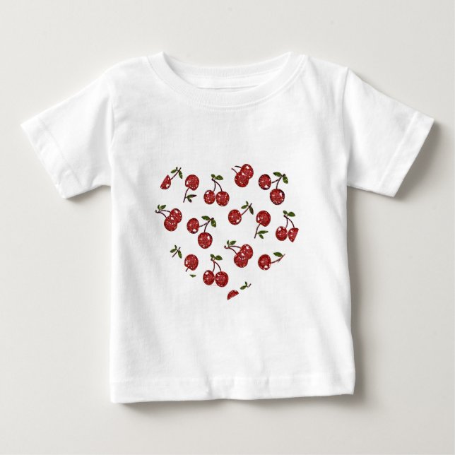 T-shirt Pour Bébé RAB Rockabilly très cerise cerises sur blanc (Devant)