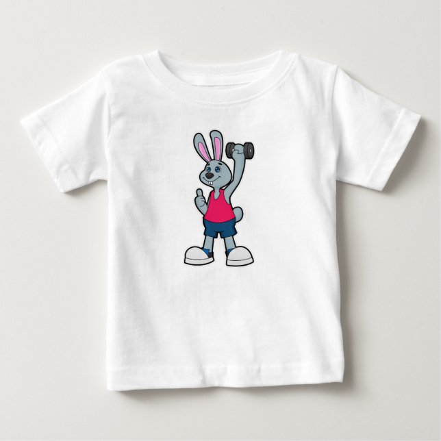 T-shirt Pour Bébé Rabbit à Fitness avec Dumbbell (Devant)