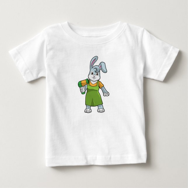 T-shirt Pour Bébé Rabbit comme coiffeur avec sèche-cheveux (Devant)