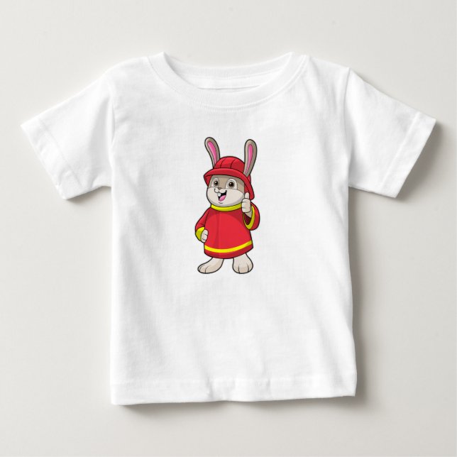 T-shirt Pour Bébé Rabbit comme pompier avec casque (Devant)