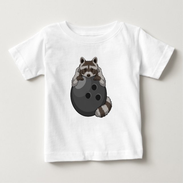 T-shirt Pour Bébé Raccoon à Bowling avec Bowling (Devant)
