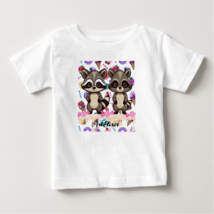 T-shirt Pour Bébé Raccoon Cute Kawaii Twin Sweet Print