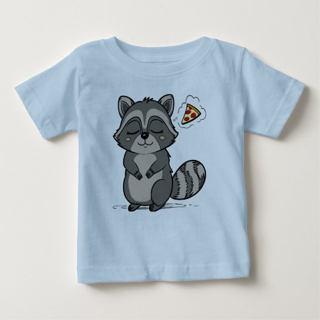 T-shirt Pour Bébé Raccoon Dream - Pizza ! (Devant)