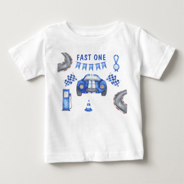 T-shirt Pour Bébé Race Car Première fête d'anniversaire (Devant)