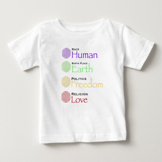 T-shirt Pour Bébé Race : Lieu De Naissance Humaine : Politique De La (Devant)