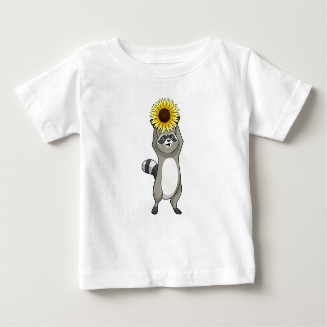 T-shirt Pour Bébé Racoon avec tournesol (Devant)