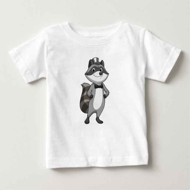 T-shirt Pour Bébé Racoon comme groom avec Cravate (Devant)