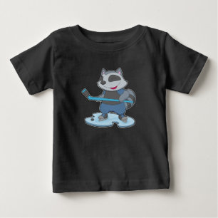 T-shirt Pour Bébé Racoon Hockey sur glace bâton de hockey sur glace