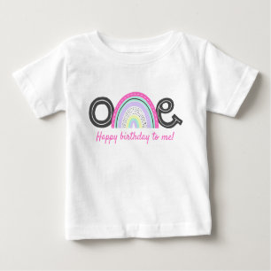 T-shirt Pour Bébé Rad Rainbow Girl's 1st Birthday Party mignonne ONE