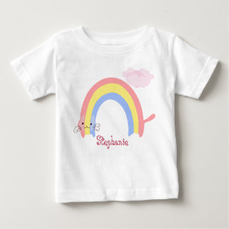 T-shirt Pour Bébé Rainbow Cat esthétique avant et arrière impression