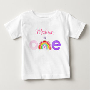 T-shirt Pour Bébé Rainbow Cloud Hearts Rose Gold Premier anniversair