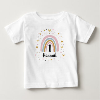 T-shirt Pour Bébé Rainbow First Birthday Baby Shirt One Year Old