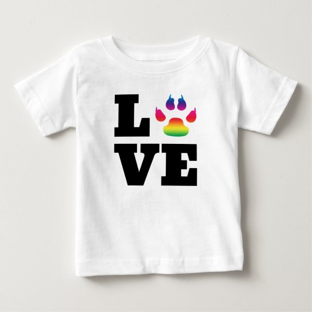 T-shirt Pour Bébé Rainbow paw (Devant)