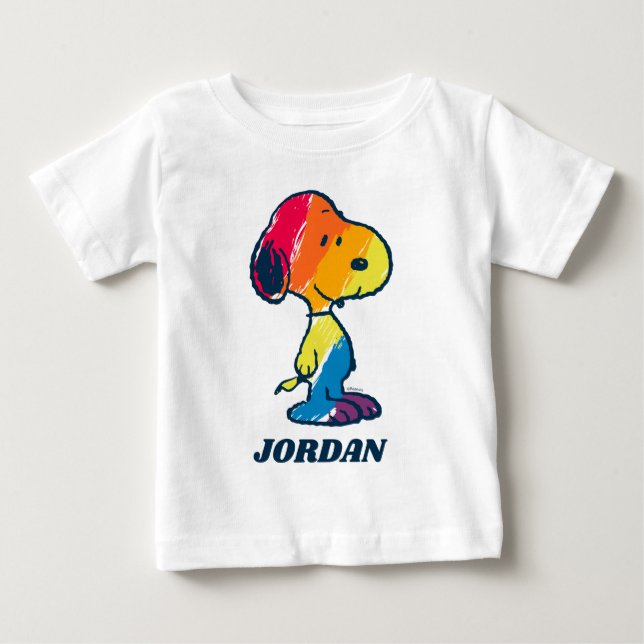 T-shirt Pour Bébé Rainbow Snoopy (Devant)