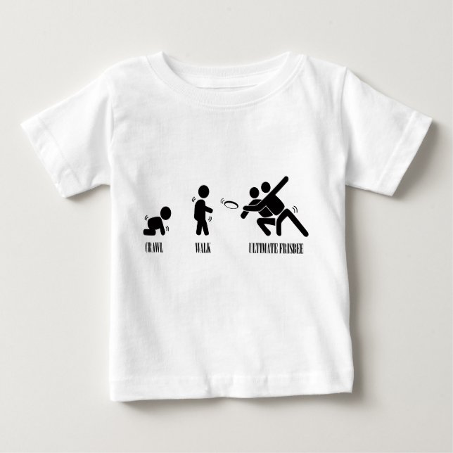 T-shirt Pour Bébé Rampement. Promenade. Frisbee final (Devant)