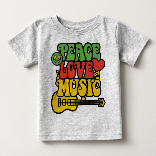 T-shirt Pour Bébé Rasta Peace-Love-Music (Devant)