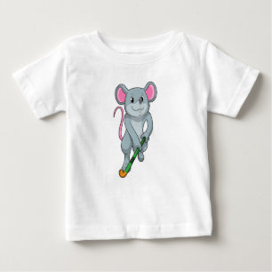 T-shirt Pour Bébé Rat au hockey avec chauve-souris de hockey