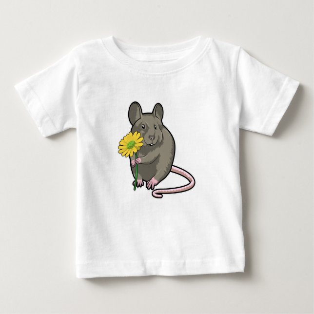 T-shirt Pour Bébé Rat avec fleurs jaunes (Devant)