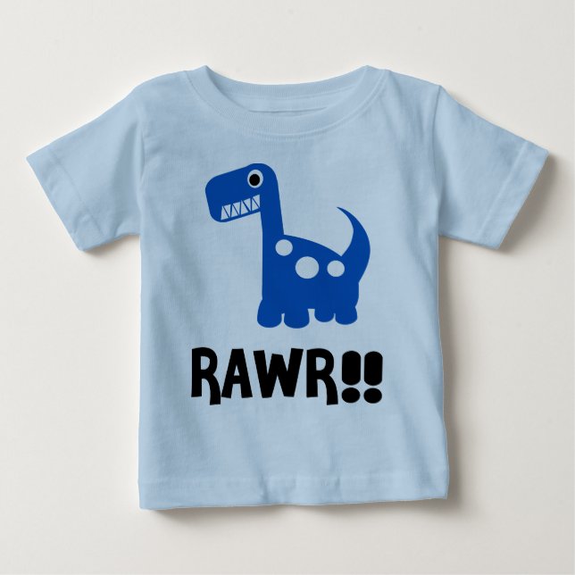 T-shirt Pour Bébé Rawr Dino Bleu (Devant)