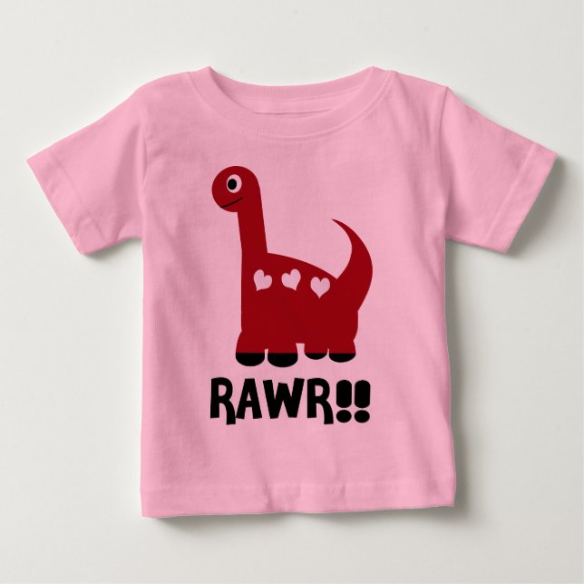 T-shirt Pour Bébé Rawr Dino Rouge (Devant)